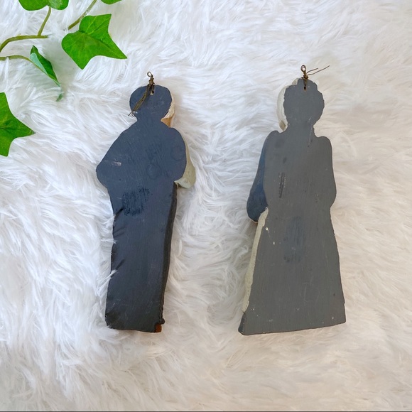 Vintage Grandma And Grandpa Pair Of Wall Hanging Figurines Decor - Picture 5 of 7